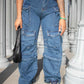 DemiY2K Jeans High Waist Denim Wide Leg Pants  
 
Model is wearing Medium in Blue.DemiFemme FineryyFemme Fineryy