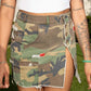 Camo SkirtHigh Split Camouflage Mini Skirt 
Model is wearing a Medium.Camo SkirtFemme FineryyFemme Fineryy