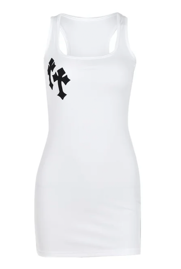 Chrome HeartsSleeveless U-Neck Bodycon Skinny Cross  Tank Mini Dress 

Fabric Type: POLYESTER


Model is wearing a Medium.Chrome HeartsFemme FineryyFemme Fineryy