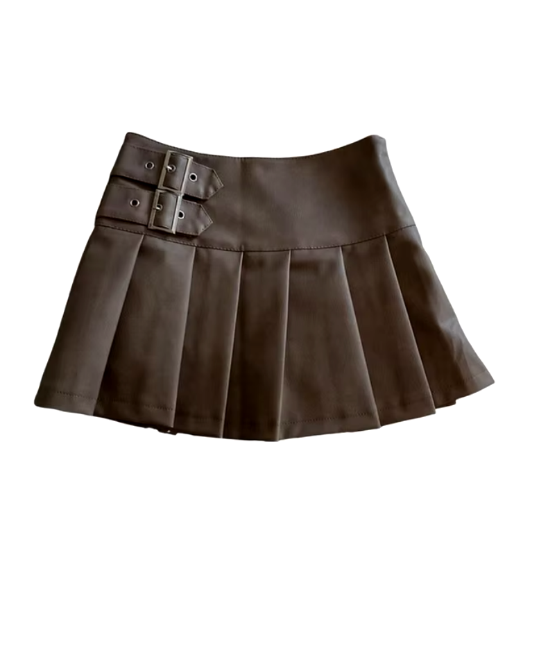 TiffanyLeather Vintage High Waist Pleated Mini Skirts Streetwear 

Fabric Type: Leather




Model is wearing a .... in Black.TiffanyFemme FineryyFemme Fineryy