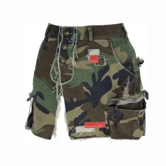 Camo SkirtHigh Split Camouflage Mini Skirt 
Model is wearing a Medium.Camo SkirtFemme FineryyFemme Fineryy